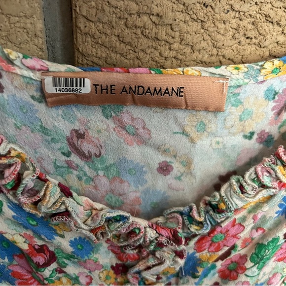 The Andamane Daisy Mini Dress Size Small Floral Puff Sleeve Bodycon RTR - Picture 5 of 10